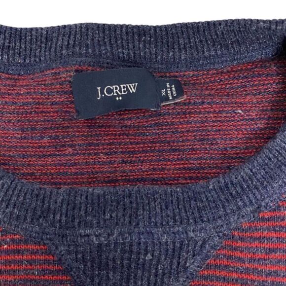 J. Crew Men's Long Sleeve Sweater size XL Red Blue Cotton - Picture 3 of 6